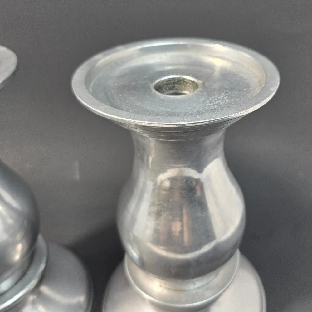 Vintage Silver Metal Candlestick Holders Set of 2 Baluster Pillar Taper India